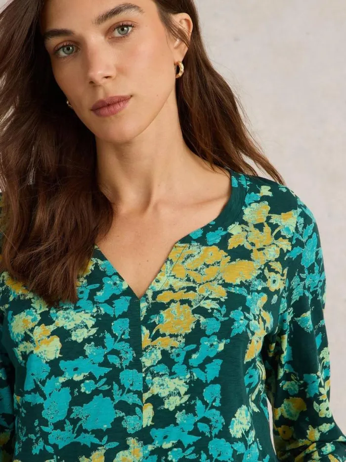 Women NELLY MID SLEEVE TEE Green Print White Stuff Tops and Tees Women NELLY MID SLEEVE TEE Green Print White Stuff Tops and Tees