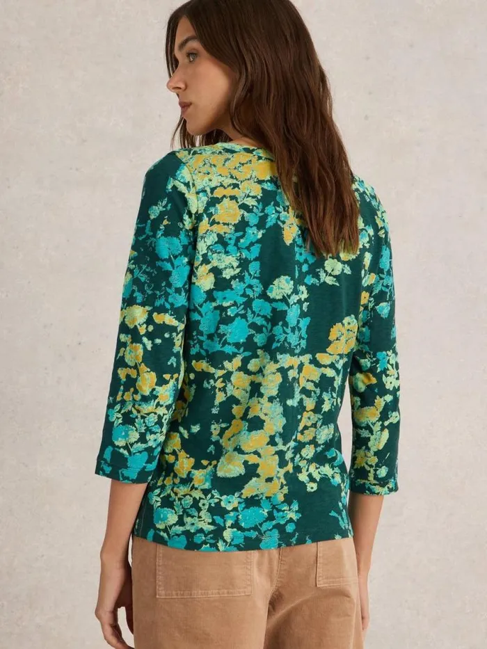 Women NELLY MID SLEEVE TEE Green Print White Stuff Tops and Tees Women NELLY MID SLEEVE TEE Green Print White Stuff Tops and Tees