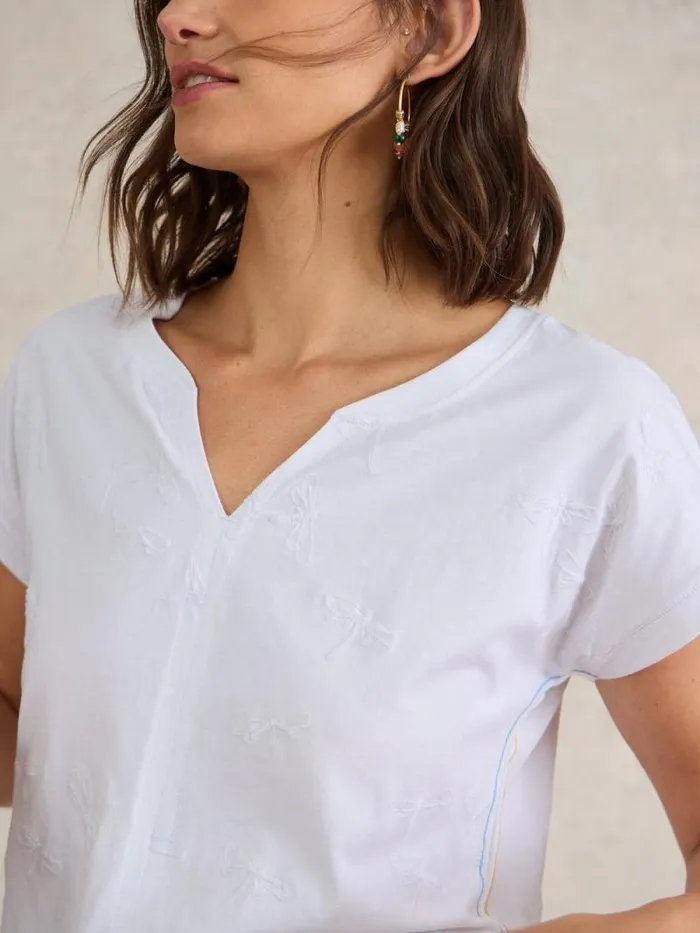 Women NELLY NOTCH NECK EMBROIDERED TEE Brilliant White White Stuff Tops and Tees Women NELLY NOTCH NECK EMBROIDERED TEE Brilliant White White Stuff Tops and Tees