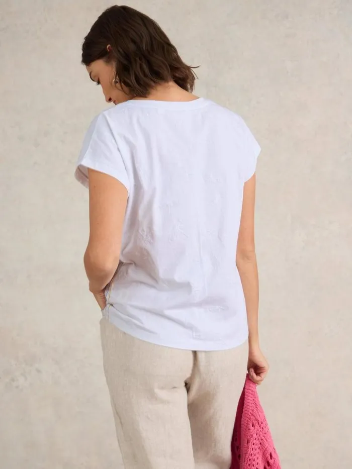 Women NELLY NOTCH NECK EMBROIDERED TEE Brilliant White White Stuff Tops and Tees Women NELLY NOTCH NECK EMBROIDERED TEE Brilliant White White Stuff Tops and Tees