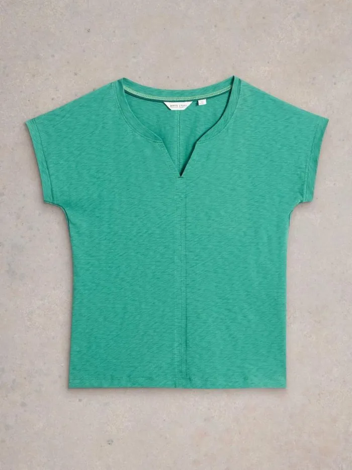 Women NELLY NOTCH NECK TSHIRT Dusty Green White Stuff Tops and Tees
