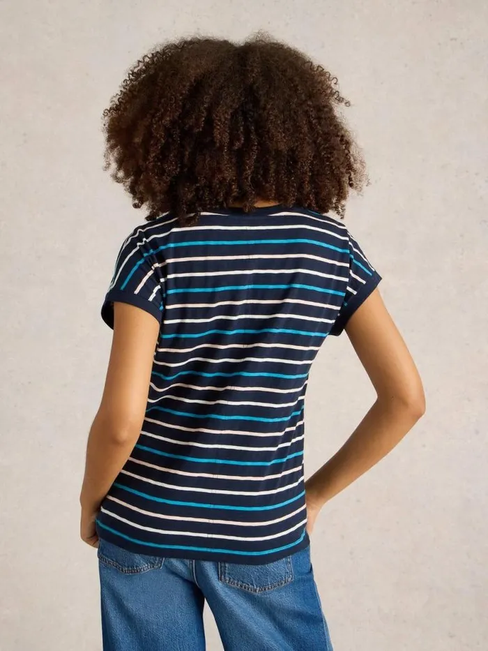 Women NELLY NOTCH NECK TSHIRT Navy Print White Stuff Tops and Tees