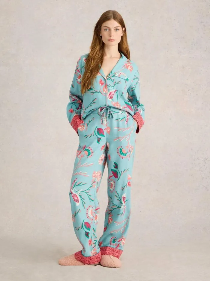Women Nina PJ Bottom Blue Print White Stuff Nightwear