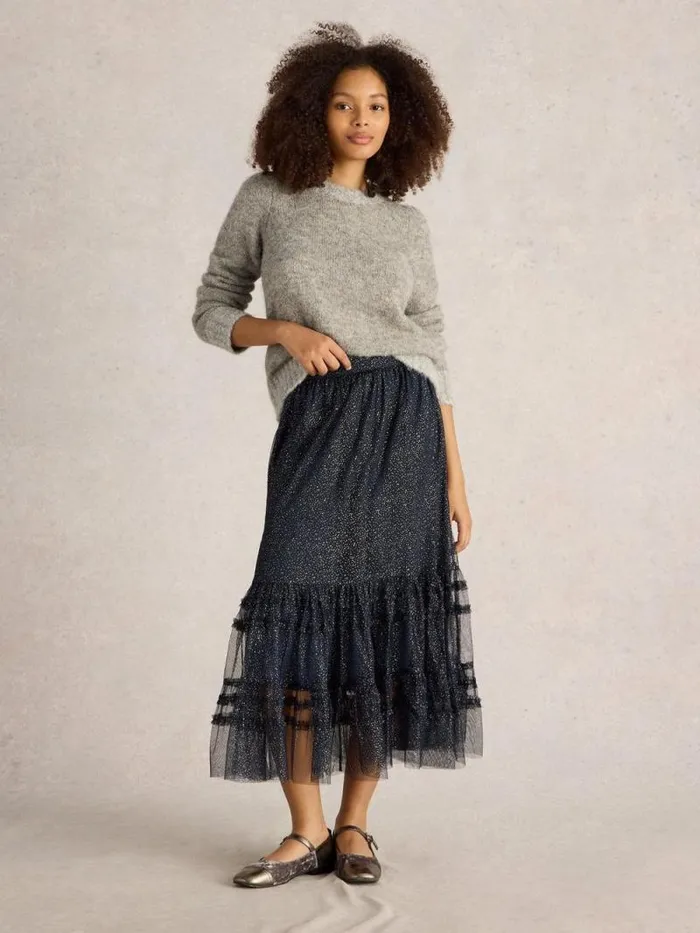 Women Nova Tulle Sparkle Skirt Navy Multi White Stuff Skirts