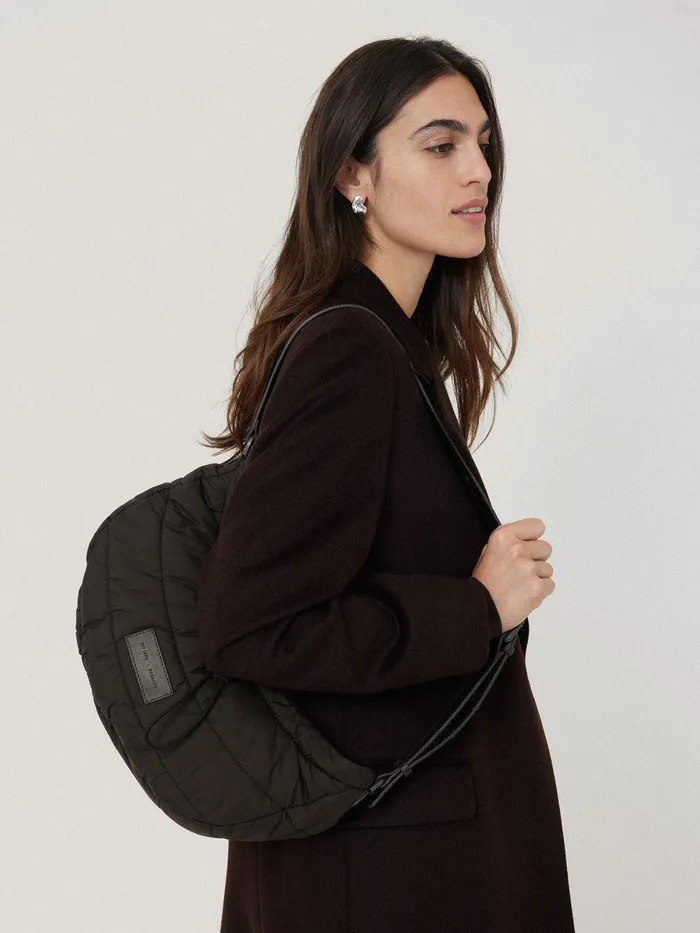 Women Nylon Drawstring Crossbody Chocolate Jigsaw Bags
