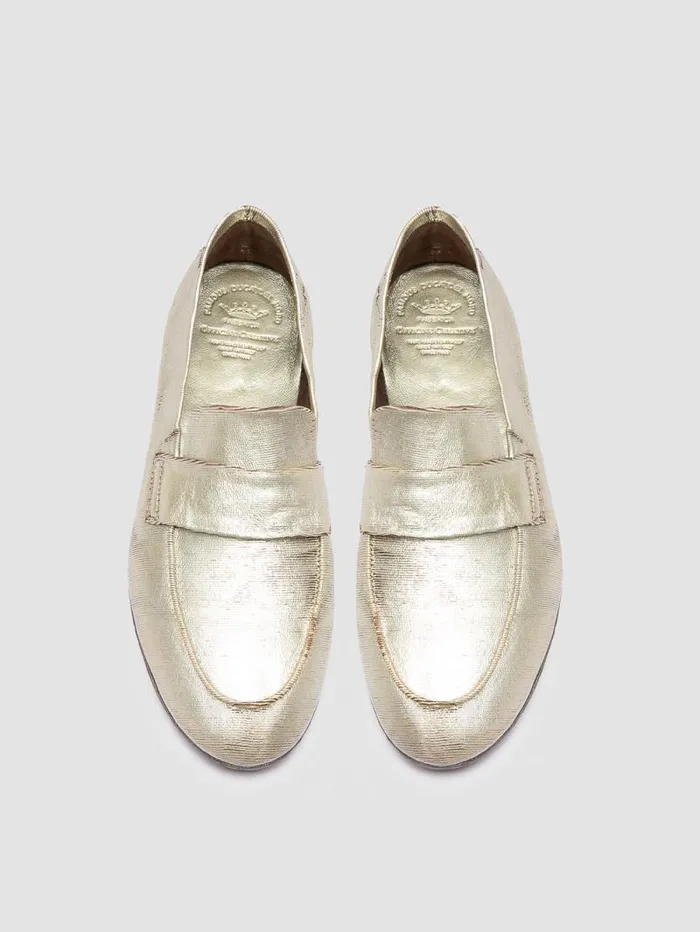 Women Officine Creative Footwear BLAIR DD 001 Gold Leather Penny Loafers Women Officine Creative Footwear BLAIR DD 001 Gold Leather Penny Loafers