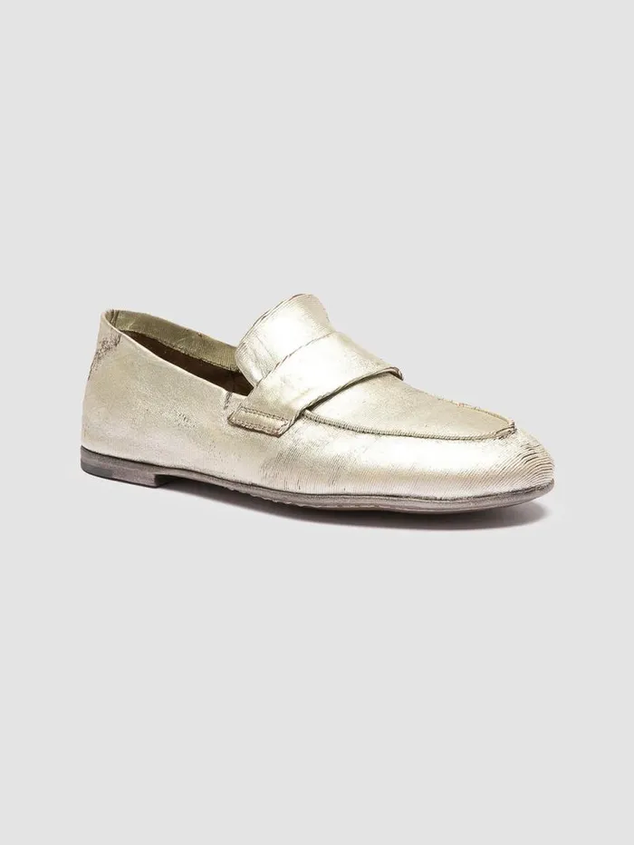 Women Officine Creative Footwear BLAIR DD 001 Gold Leather Penny Loafers Women Officine Creative Footwear BLAIR DD 001 Gold Leather Penny Loafers