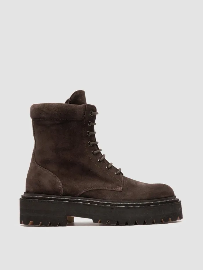 Women Officine Creative Footwear BLOSSOM 006 Pepe Brown Suede Laceup Boots