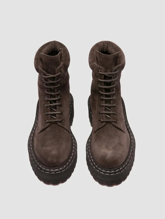 Women Officine Creative Footwear BLOSSOM 006 Pepe Brown Suede Laceup Boots