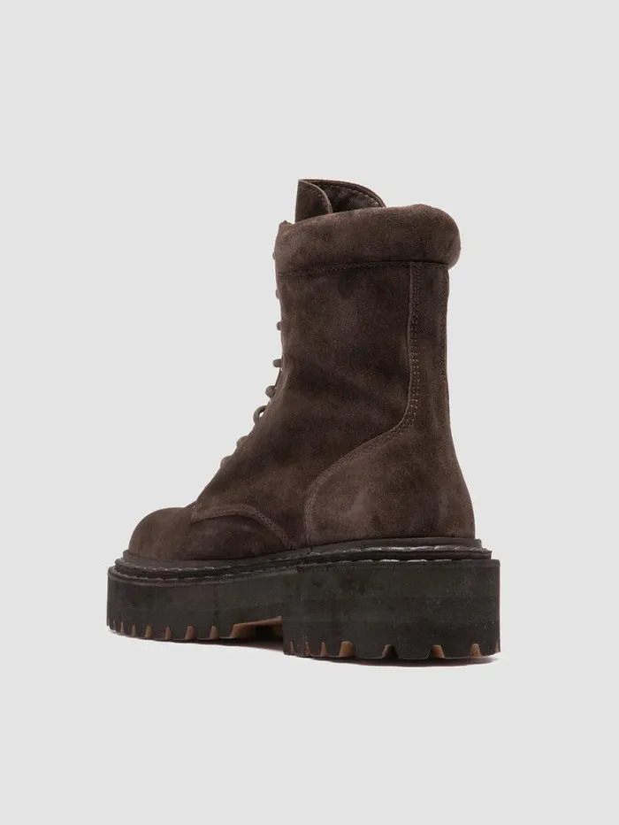 Women Officine Creative Footwear BLOSSOM 006 Pepe Brown Suede Laceup Boots