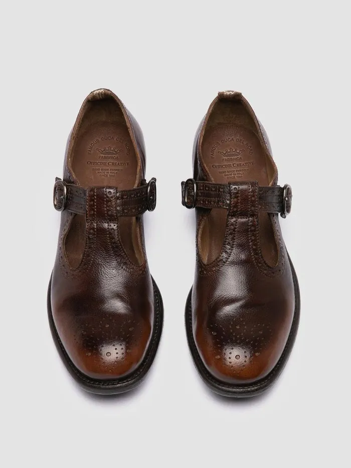 Women Officine Creative Footwear CALIXTE 071 Brown Leather TBar Shoes Women Officine Creative Footwear CALIXTE 071 Brown Leather TBar Shoes