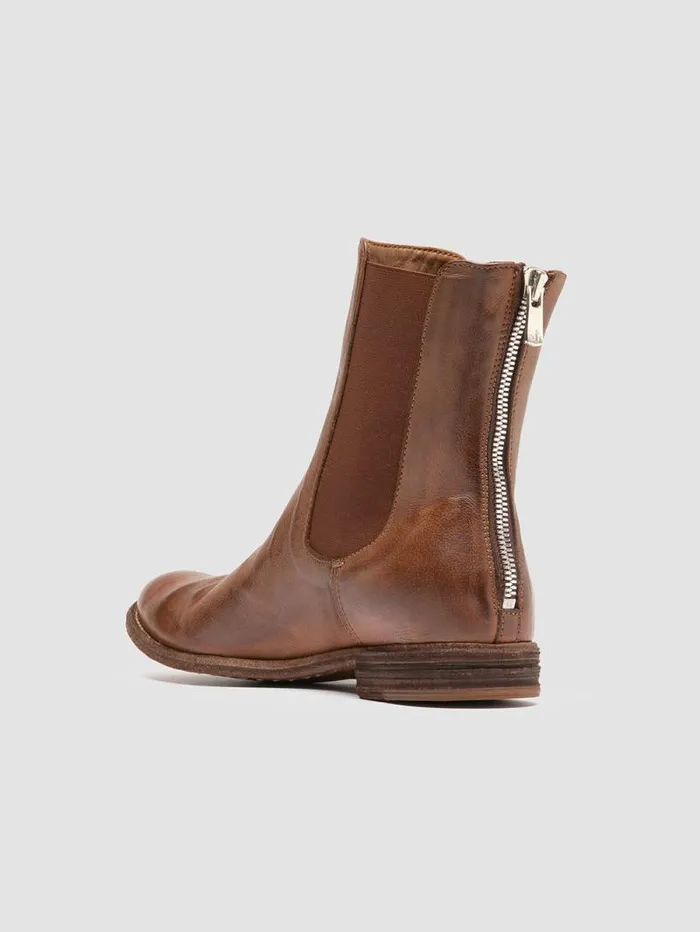 Women Officine Creative Footwear LEXIKON 551 Brown Leather Zipped Boots Women Officine Creative Footwear LEXIKON 551 Brown Leather Zipped Boots