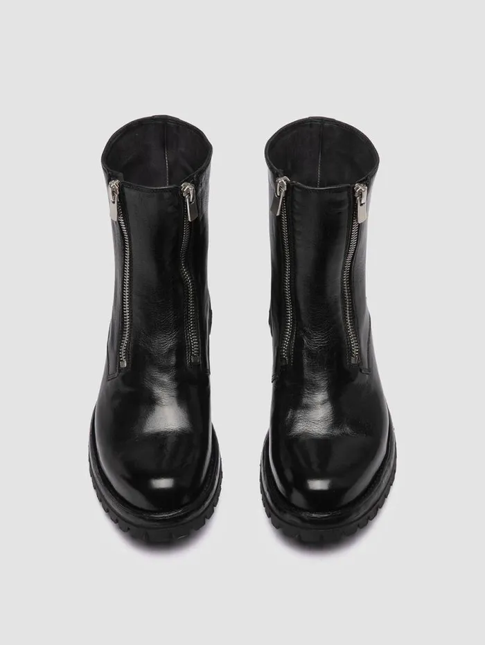 Women Officine Creative Footwear LORAINE 026 Black Leather Zipped Boots Women Officine Creative Footwear LORAINE 026 Black Leather Zipped Boots