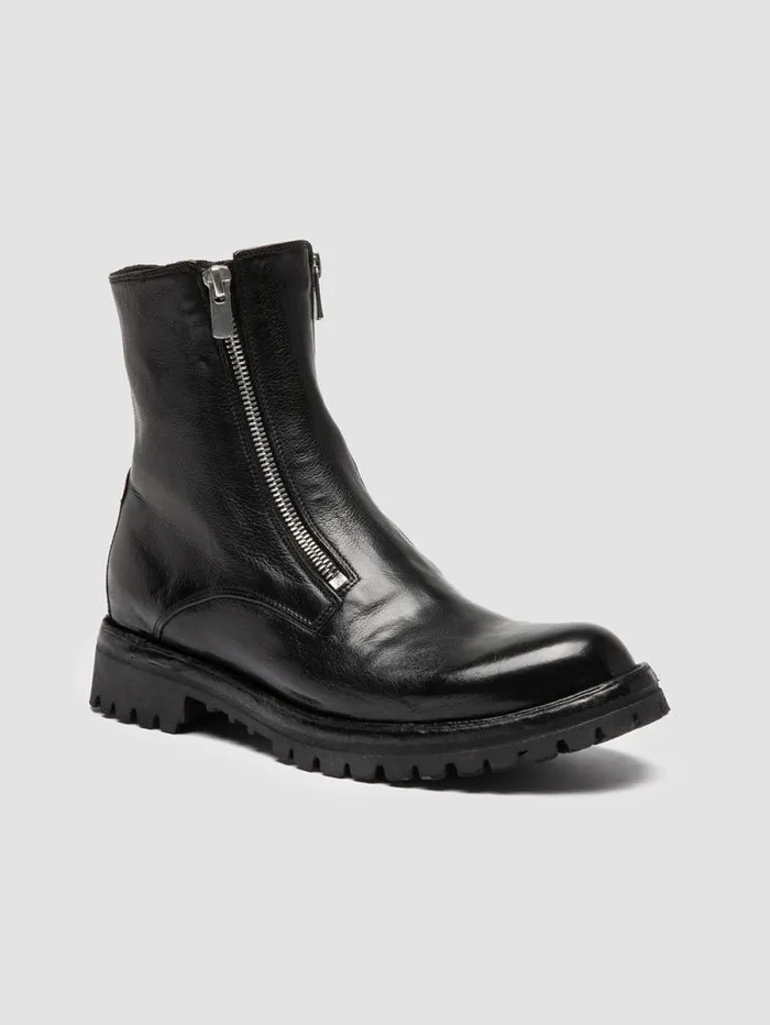 Women Officine Creative Footwear LORAINE 026 Black Leather Zipped Boots Women Officine Creative Footwear LORAINE 026 Black Leather Zipped Boots