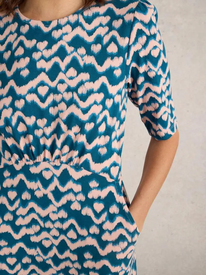 Women Olivia Jersey Dress Teal Print White Stuff Dresses