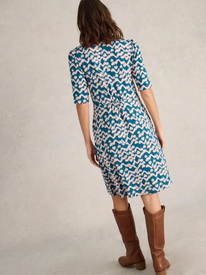 Women Olivia Jersey Dress Teal Print White Stuff Dresses