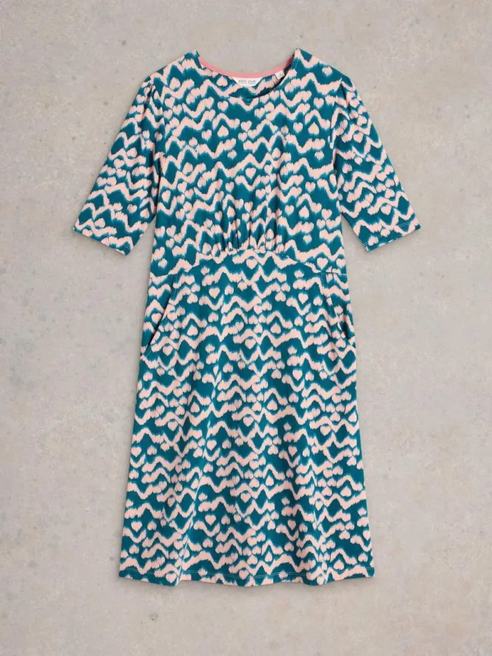 Women Olivia Jersey Dress Teal Print White Stuff Dresses