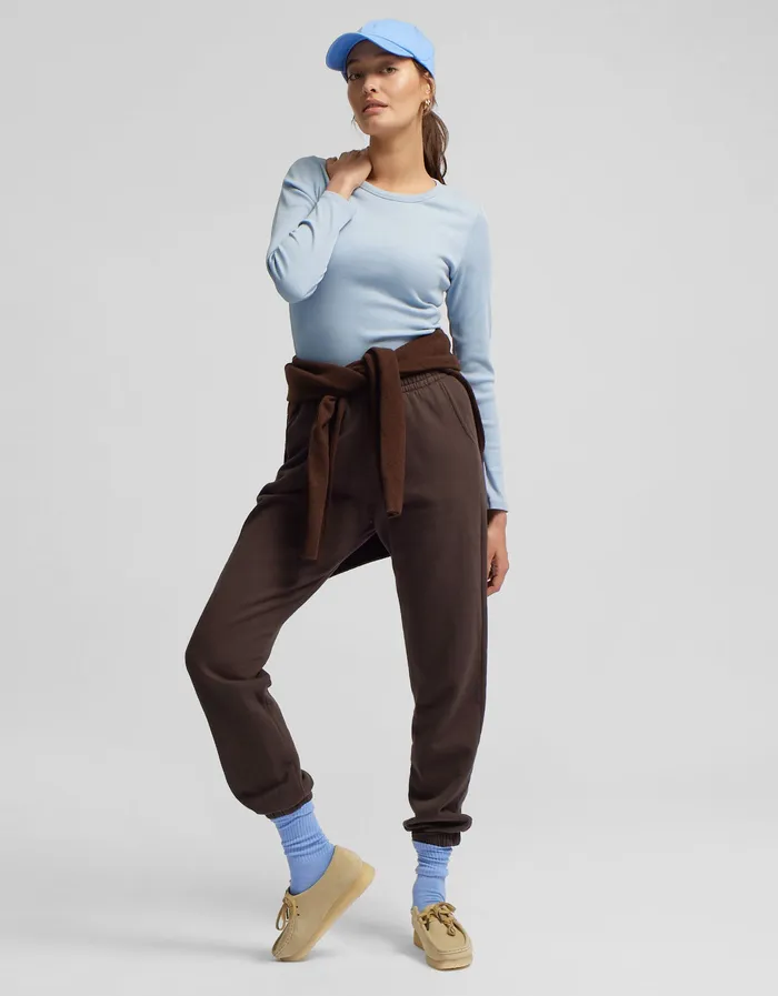 Women Organic Rib LS TShirt 8211 Coffee Brown Women TShirts Colorfulstandard