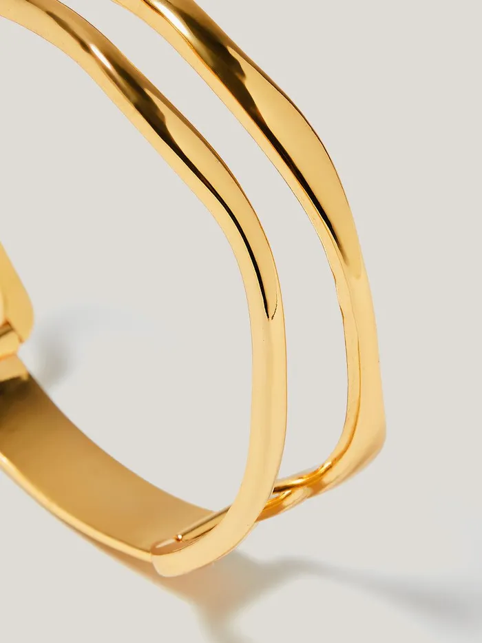 Women Organic Wave Bangle Gold Jigsaw Party