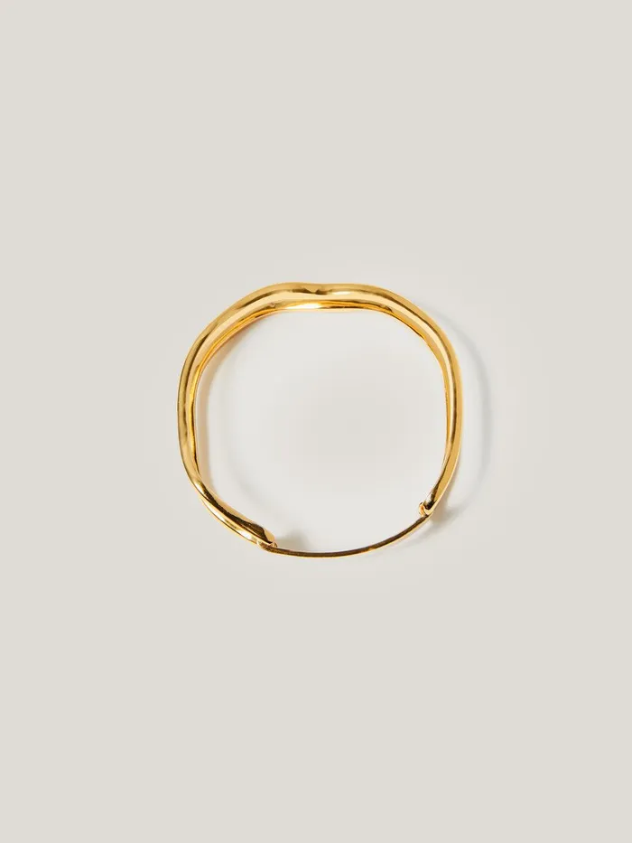Women Organic Wave Bangle Gold Jigsaw Party