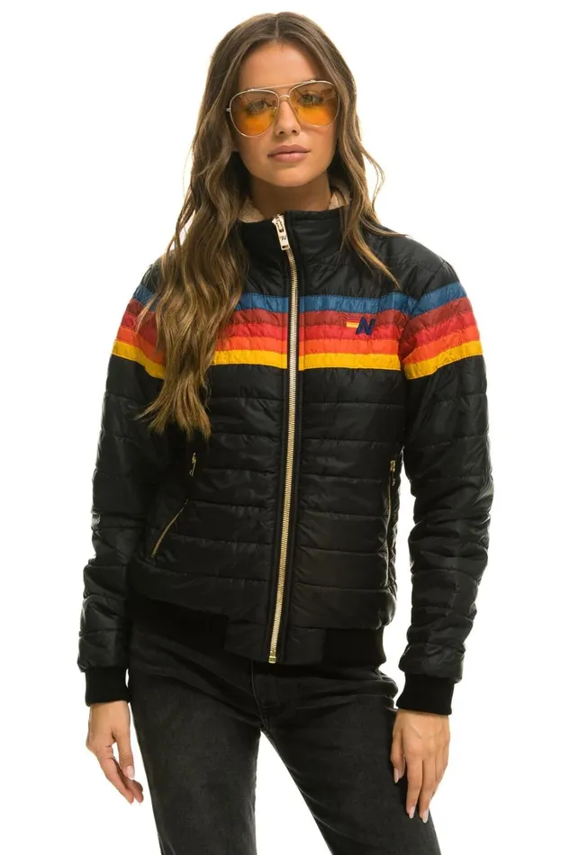 Women Outerwear Aviator Nation 5 STRIPE JACKET 8211 BLACK