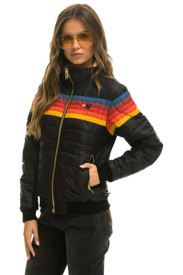 Women Outerwear Aviator Nation 5 STRIPE JACKET 8211 BLACK