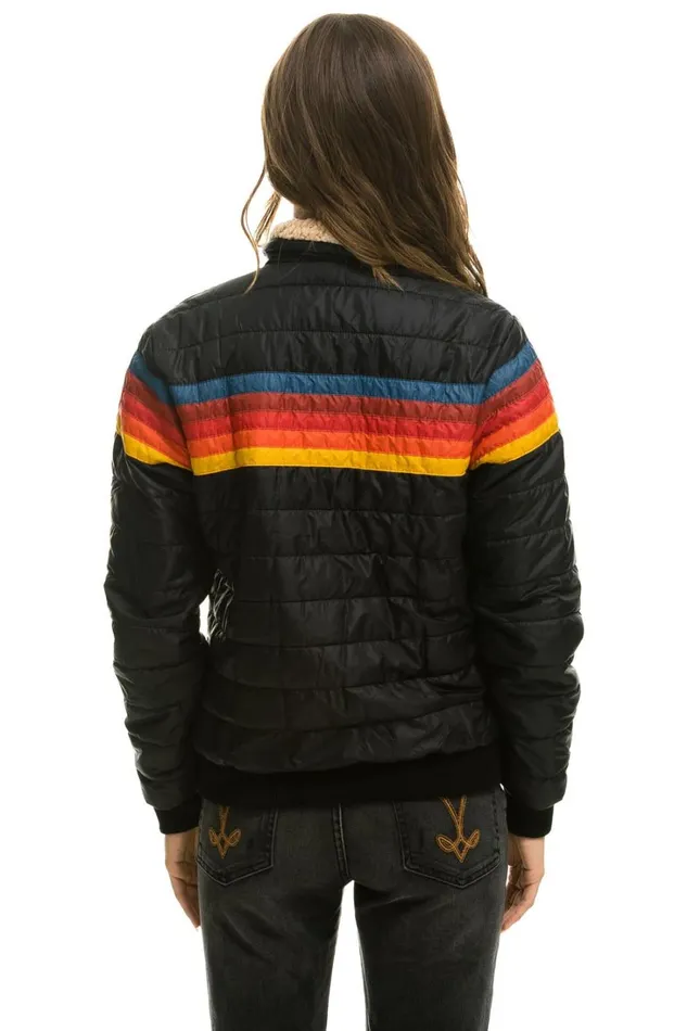 Women Outerwear Aviator Nation 5 STRIPE JACKET 8211 BLACK