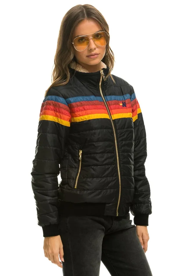 Women Outerwear Aviator Nation 5 STRIPE JACKET 8211 BLACK