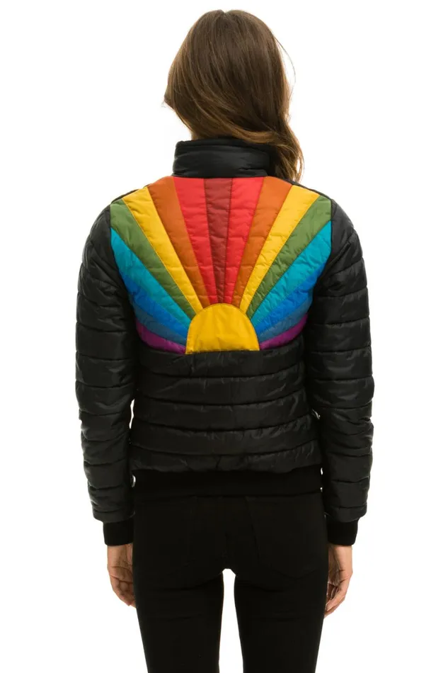 Women Outerwear Aviator Nation SUNBURST JACKET 8211 GLOSSY BLACK