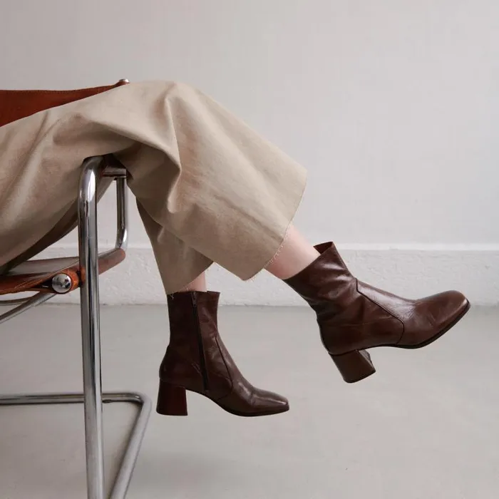 Women Ovaltoe Boots Brown JONAK Ankle Boots Lowboots