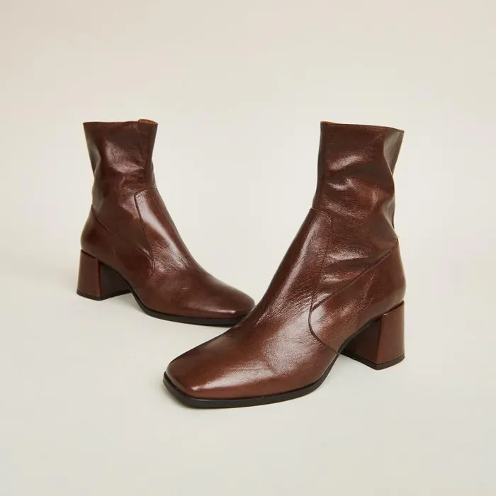Women Ovaltoe Boots Brown JONAK Ankle Boots Lowboots