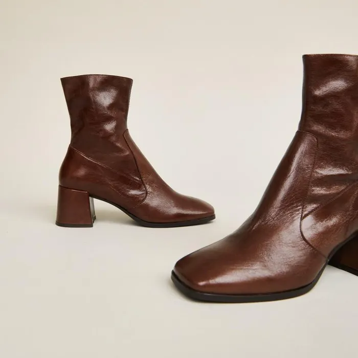 Women Ovaltoe Boots Brown JONAK Ankle Boots Lowboots