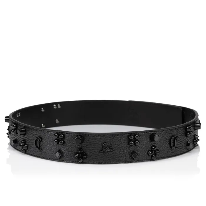 Women Paloma Belt 8211 Grained Calf Leather And Spikes Loubinthesky 8211 Black Christian Louboutin Belts Women Paloma Belt 8211 Grained Calf Leather And Spikes Loubinthesky 8211 Black Christian Louboutin Belts