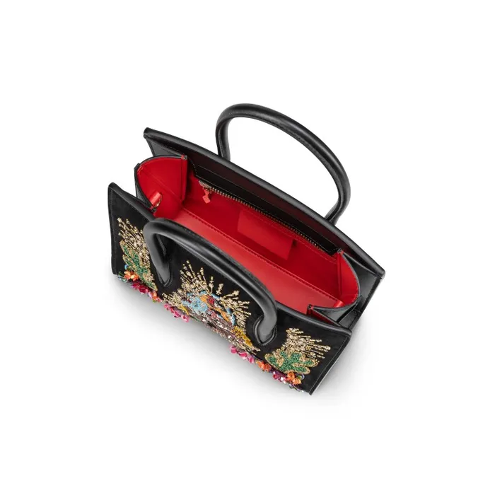Women Paloma Mini Top Handle Bag 8211 Veau Velours Calf Leather And Lucky Embroidery 8211 Black Christian Louboutin Shoulder Bags