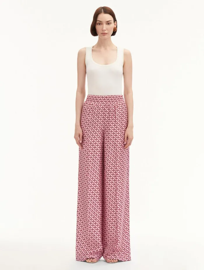 Women Pants and Skirts Oscar De La Renta Small Oscar ChainLink Pant Beet Pink