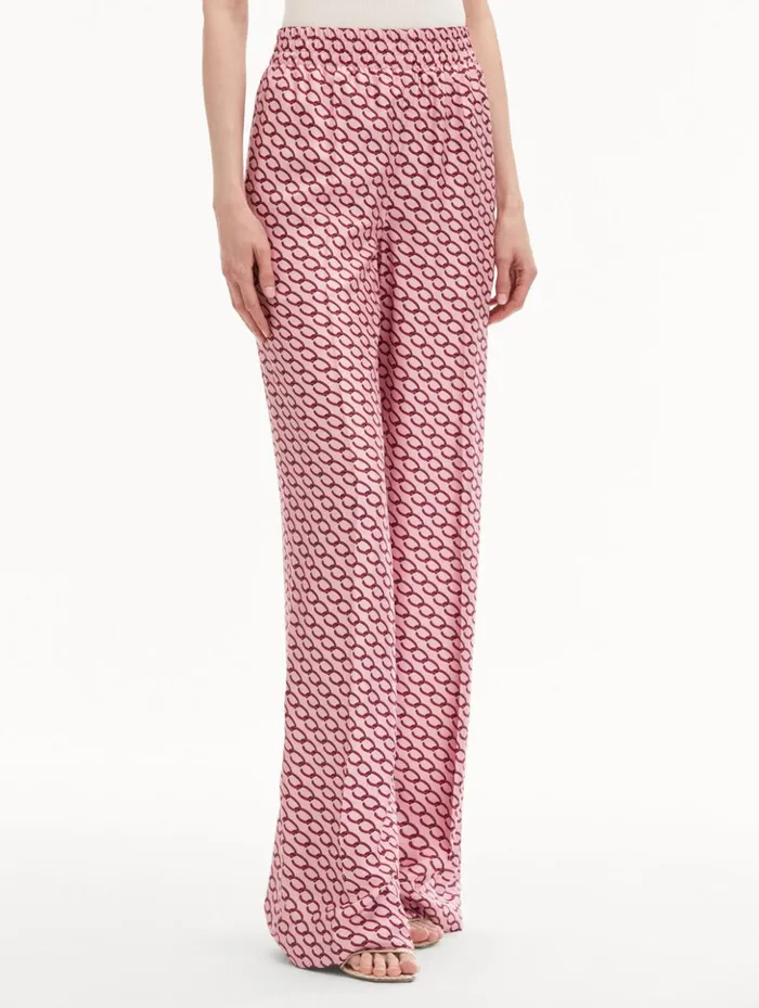 Women Pants and Skirts Oscar De La Renta Small Oscar ChainLink Pant Beet Pink