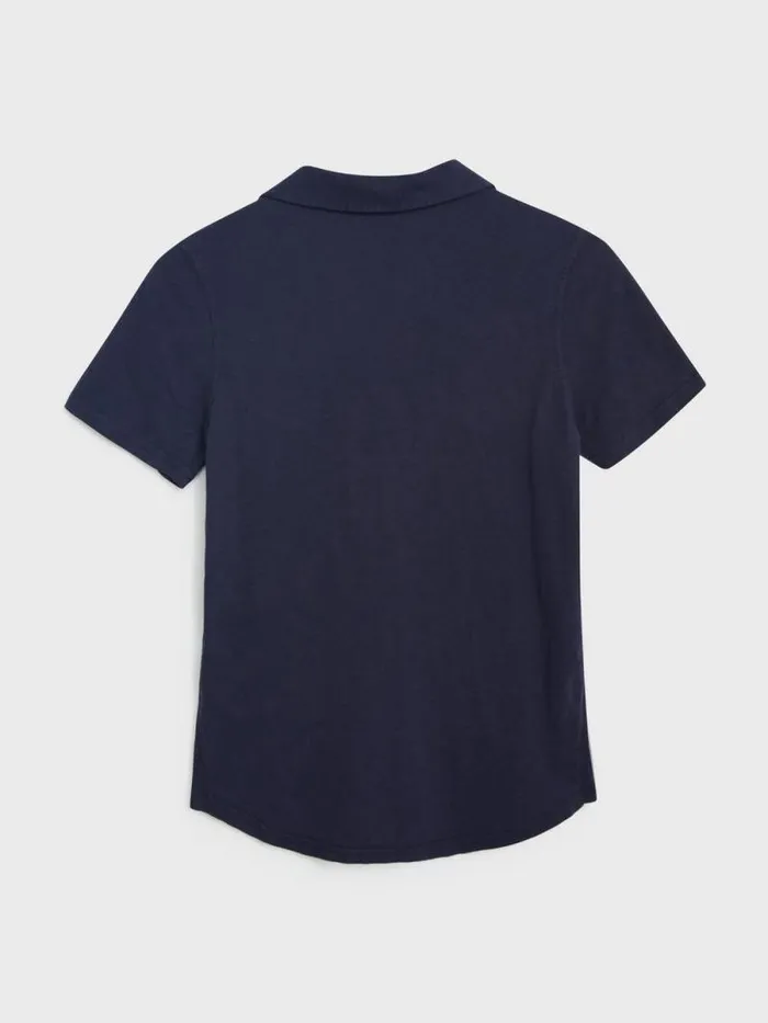 Women Penny Pocket Jersey Shirt French Navy White Stuff Shirts and Blouses