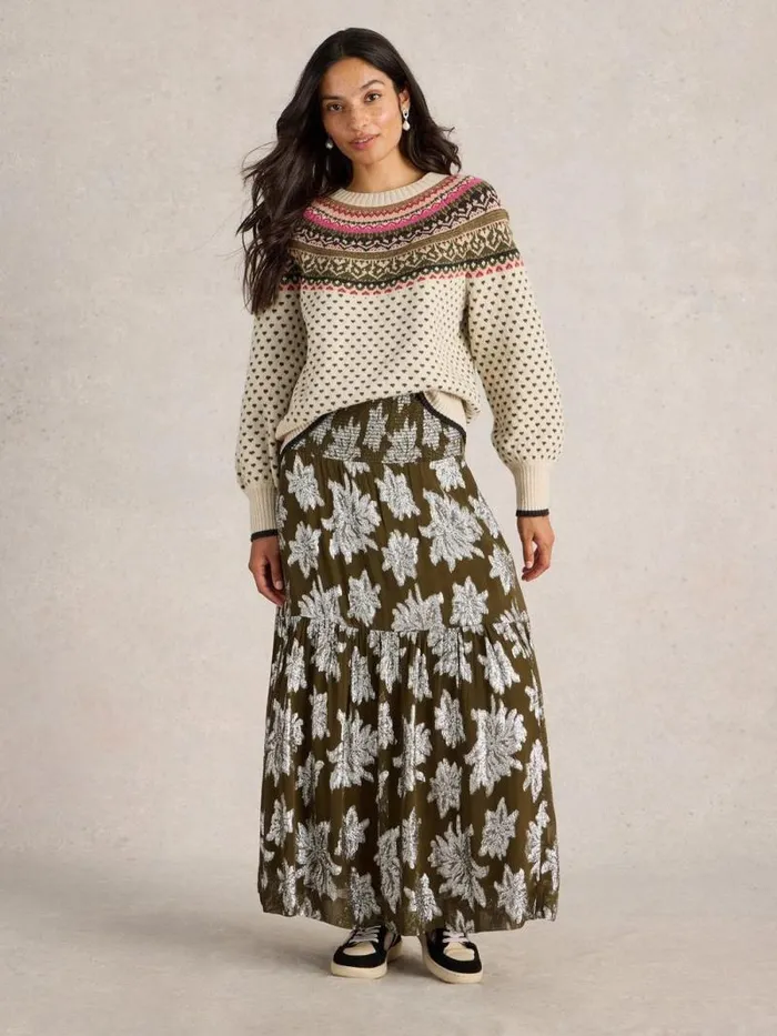 Women Phoebe Jacquard Maxi Skirt Green Multi White Stuff Skirts