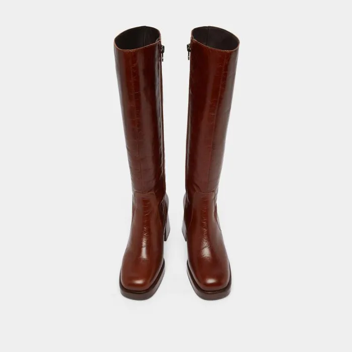 Women Platform Boots Brown JONAK Boots Thighhigh Boots
