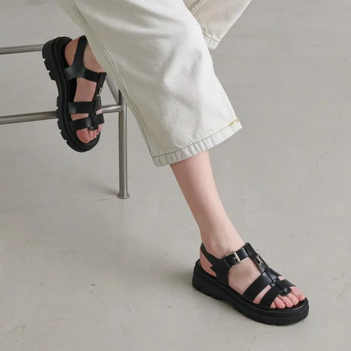Women Platform Sandals With Monogram Black JONAK Sandals