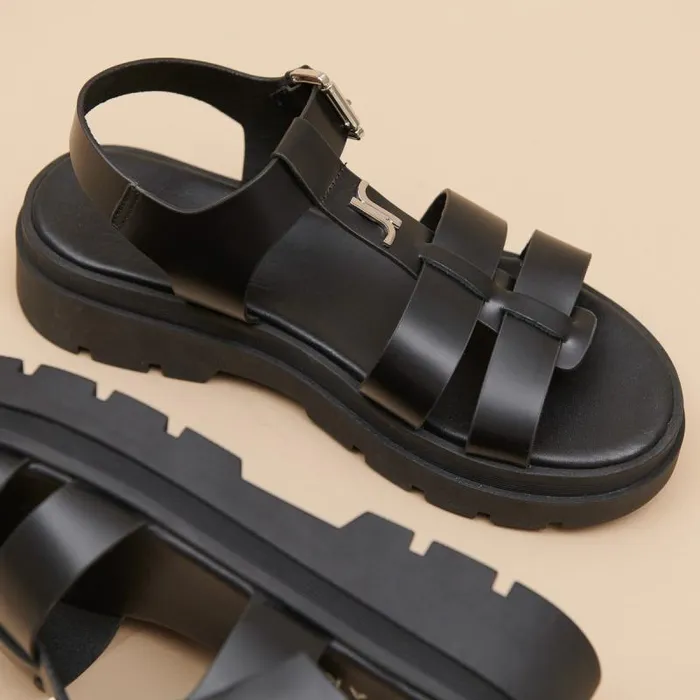 Women Platform Sandals With Monogram Black JONAK Sandals