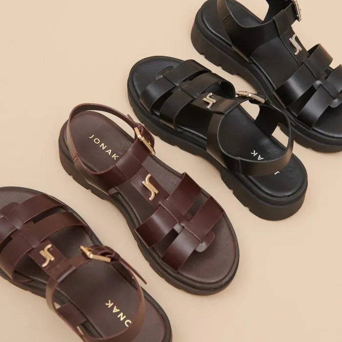 Women Platform Sandals With Monogram Black JONAK Sandals