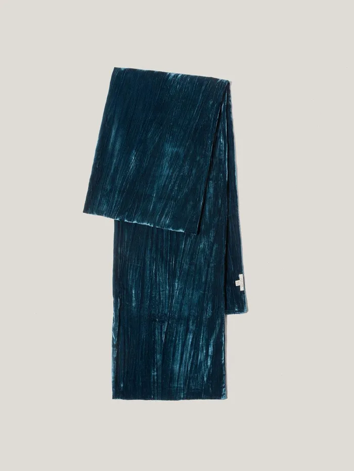 Women Plisse Velvet Scarf Teal Jigsaw Ponchos and Scarves