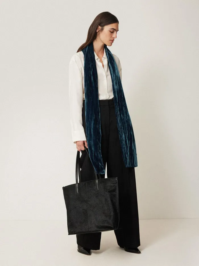 Women Plisse Velvet Scarf Teal Jigsaw Ponchos and Scarves