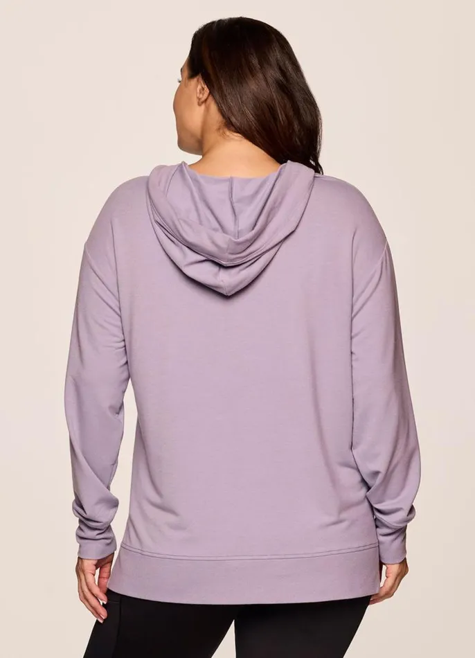 Women Plus Long Weekend Hoodie Tunic Light Purple RBX Active Sweatshirts