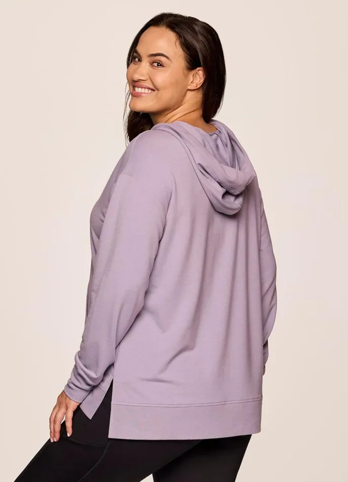 Women Plus Long Weekend Hoodie Tunic Light Purple RBX Active Sweatshirts