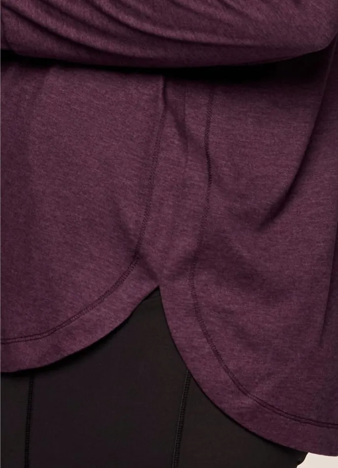 Women Plus Studio Practice Long Sleeve Tunic Tee Plum RBX Active Long Sleeve