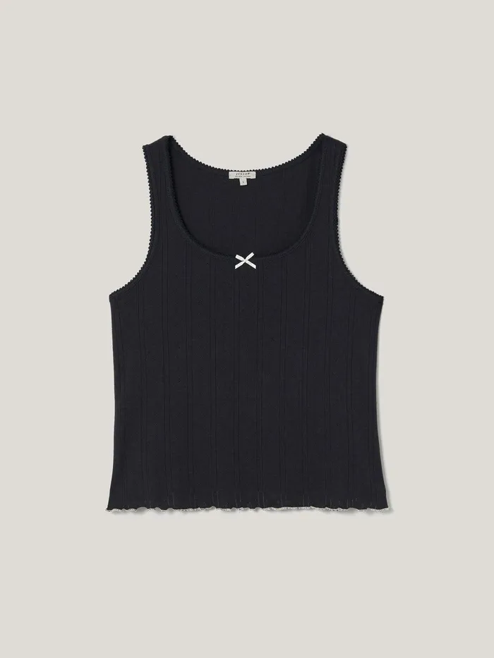 Women Pointelle Pyjama Vest Top Navy Jigsaw Pyjamas and Loungewear
