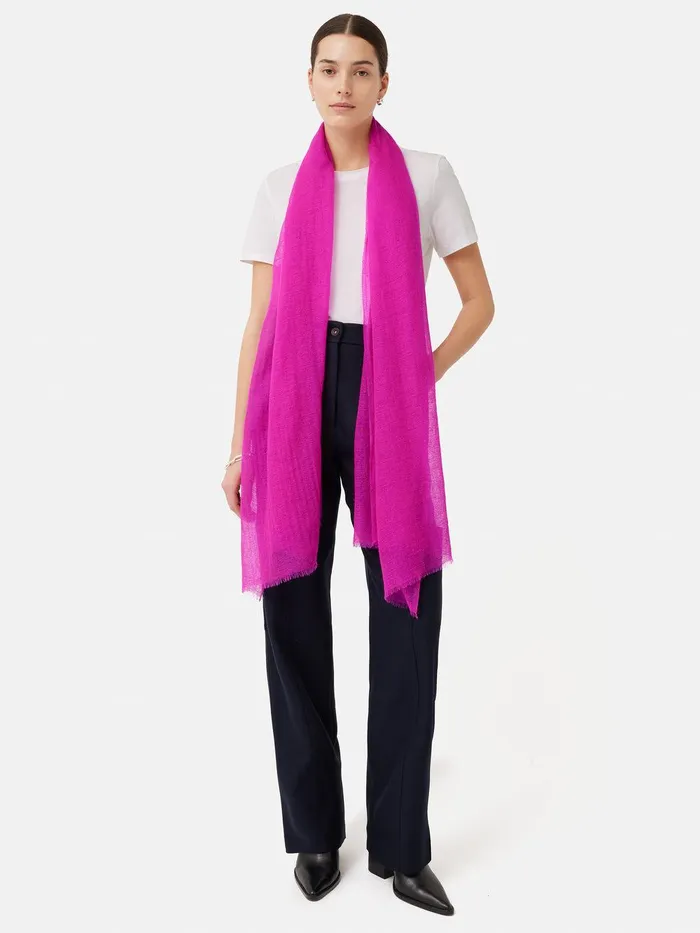 Women Pure Cashmere Gauze Scarf Pink Jigsaw Ponchos and Scarves