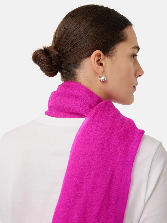 Women Pure Cashmere Gauze Scarf Pink Jigsaw Ponchos and Scarves